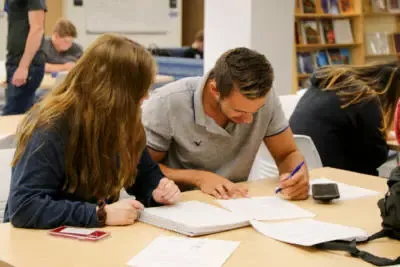 students in the tutoring center